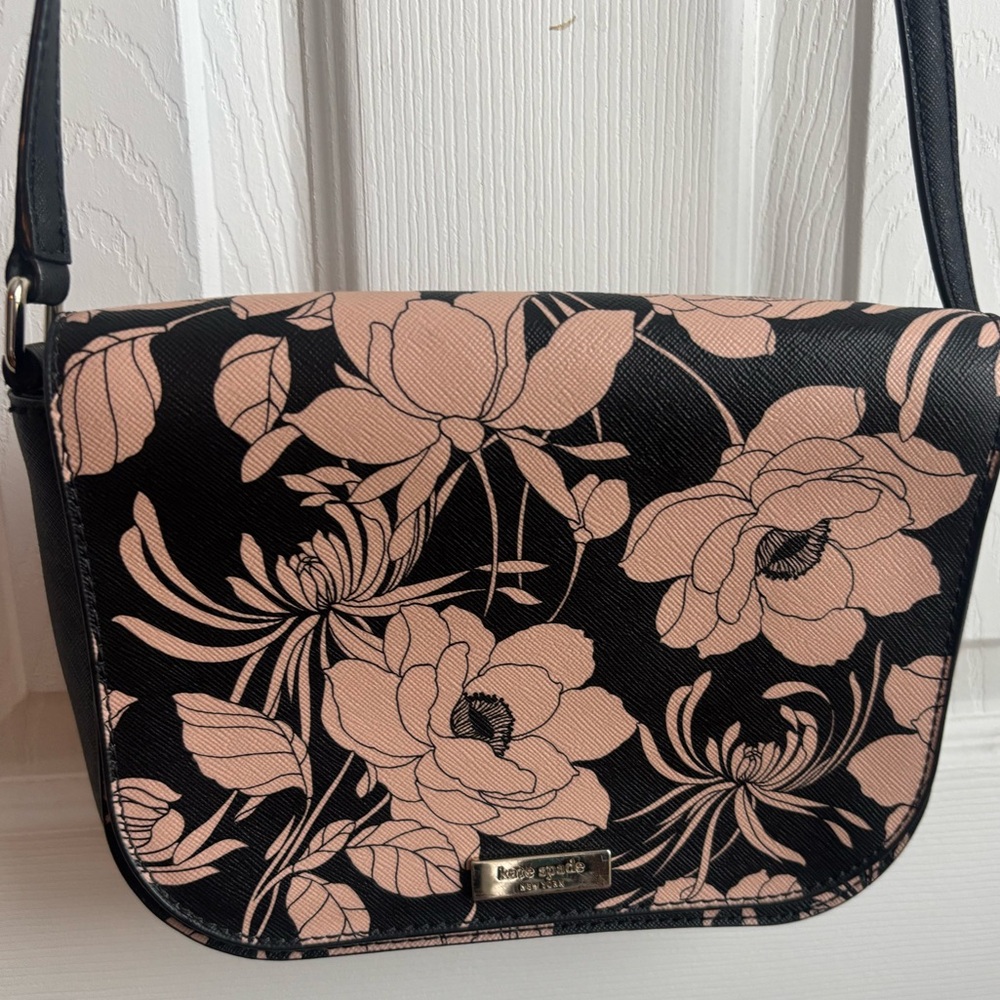 Kate Spade Black and Pink Floral Crossbody Bag